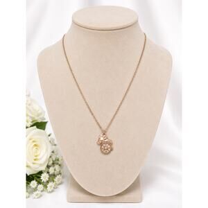 Rose Gold Lucky Charm Pendant Necklace Bell Clock Minimalist Women Jewelry